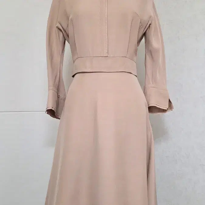 [BUNJANG] Hanssem Mine Pearl Button Flare Dress / (44~정55사이즈)한섬 마인 진주 플레어 원피스