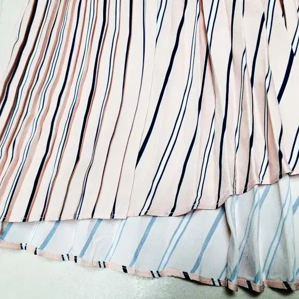 [BUNJANG] G-Cut Pink Stripe Pleated Long Skirt / 지컷 핑크스트라이프 플리츠 롱스커트 폴1305
