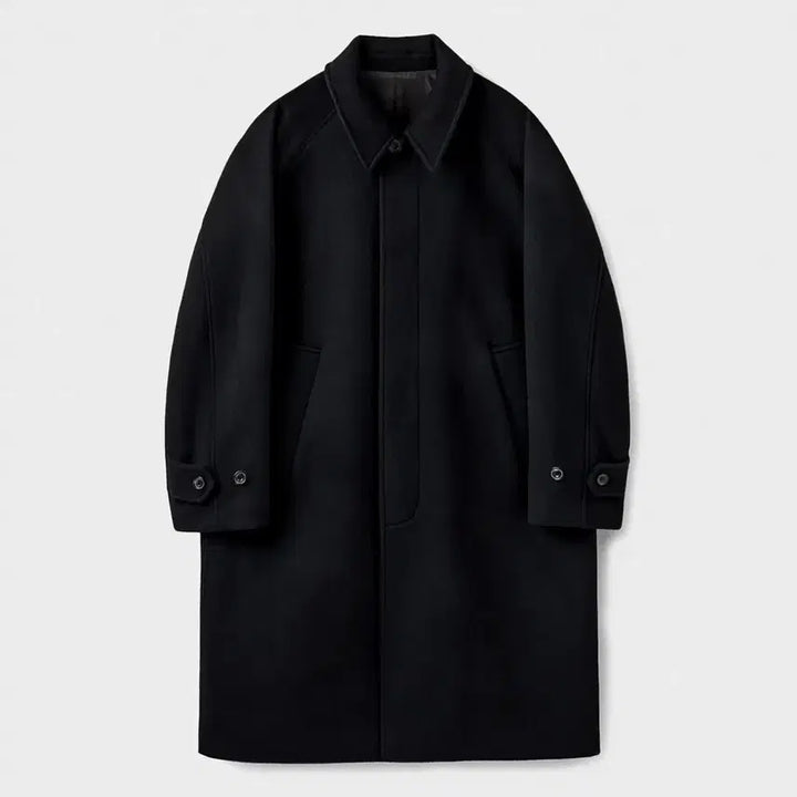 [BUNJANG] Union Blue Nevis Balmacaan Coat Black M / 유니온블루 / 네비스 발마칸 코트 블랙 / M