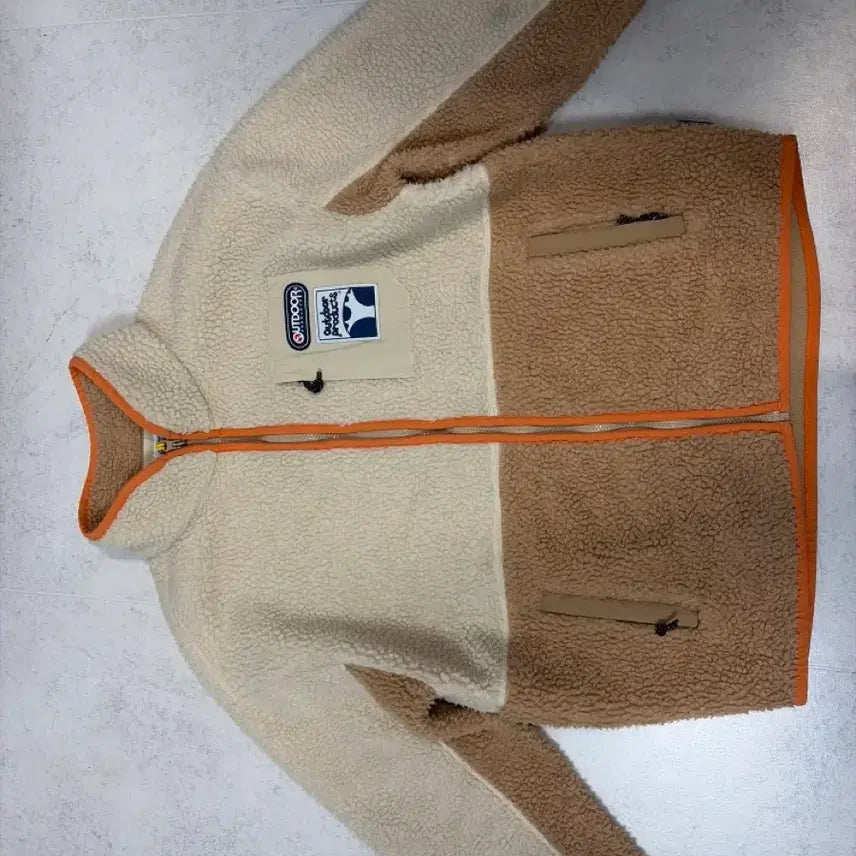 [BUNJANG] Outdoor Products Fleece Jacket Ivory/Brown / 아웃도어프로덕츠 양털 플리스 자켓 아이보리/브라운