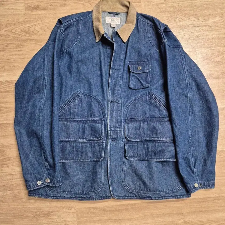 [BUNJANG] Polo Denim Hunting Jacket Corduroy Collar / 폴로 데님 헌팅자켓 코듀로이 카라
