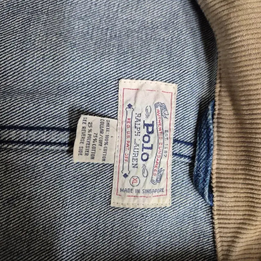 [BUNJANG] Polo Denim Hunting Jacket Corduroy Collar / 폴로 데님 헌팅자켓 코듀로이 카라