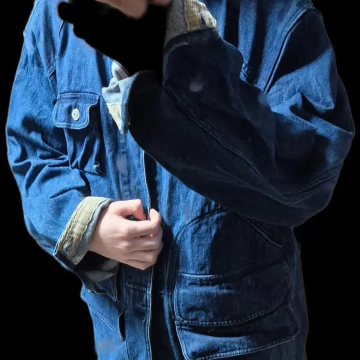 [BUNJANG] Polo Denim Hunting Jacket Corduroy Collar / 폴로 데님 헌팅자켓 코듀로이 카라