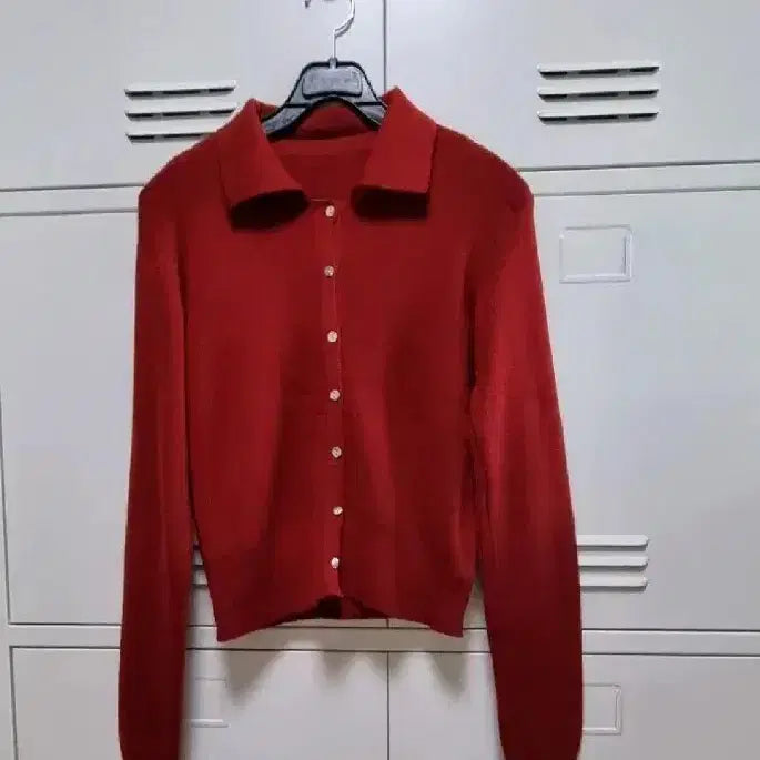 [BUNJANG] La&amp;Deery Basic Round Sleeveless Cardigan Set - Red / 라앤드리 베이직 라운드 나시 가디건 세트 -레드,프리