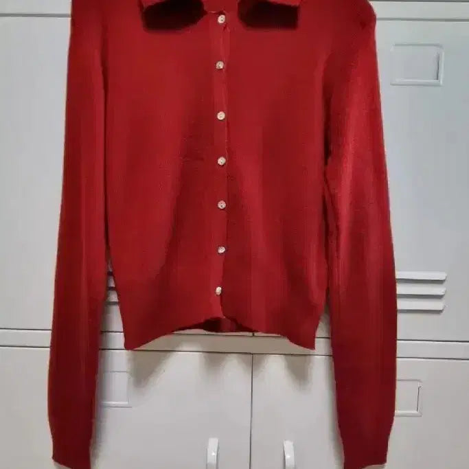 [BUNJANG] La&amp;Deery Basic Round Sleeveless Cardigan Set - Red / 라앤드리 베이직 라운드 나시 가디건 세트 -레드,프리
