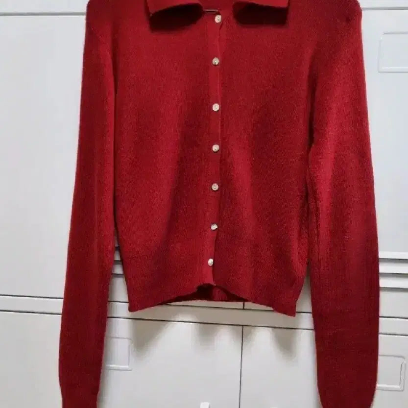 [BUNJANG] La&amp;Deery Basic Round Sleeveless Cardigan Set - Red / 라앤드리 베이직 라운드 나시 가디건 세트 -레드,프리
