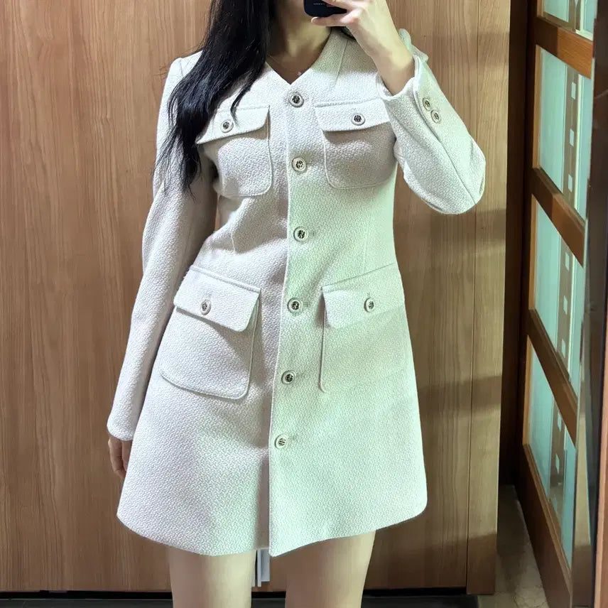 [BUNJANG] Marie Market Tweed V-neck Dress / (1회착용) 트위드 마리마켓원피스 브이넥원피스