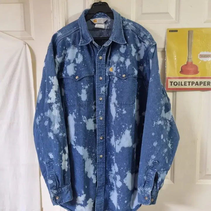 [BUNJANG] Carhartt Bleach Custom Denim Shirt XL / 칼하트 블리치 데님셔츠 xl