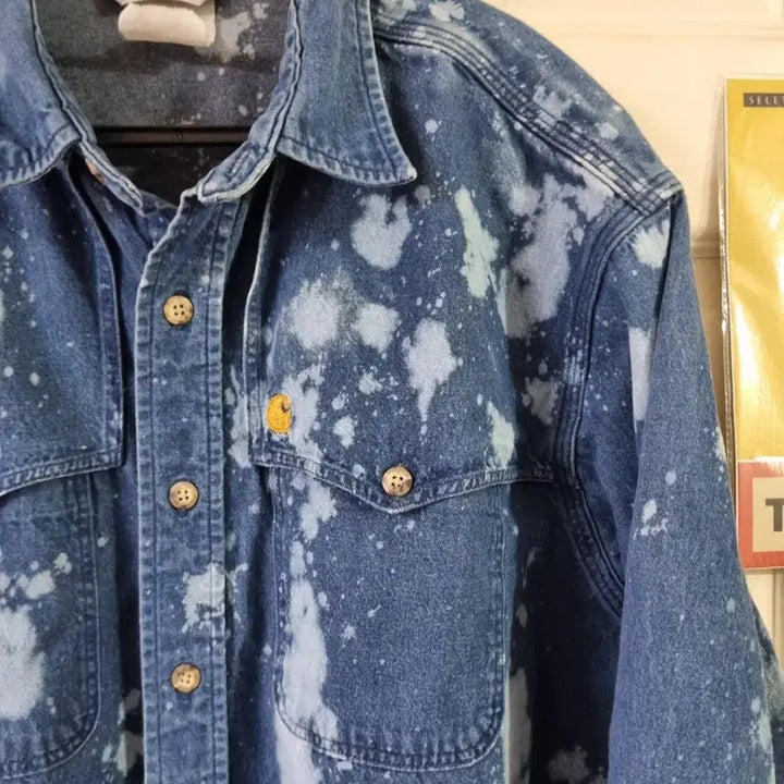 [BUNJANG] Carhartt Bleach Custom Denim Shirt XL / 칼하트 블리치 데님셔츠 xl