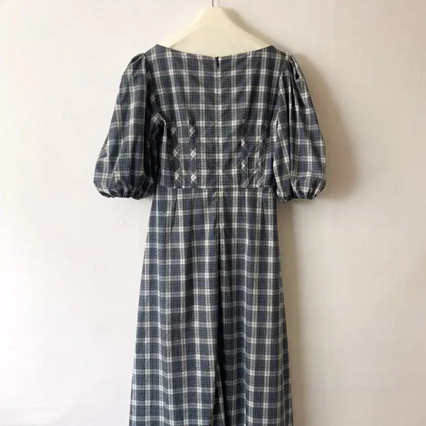 [BUNJANG] Alexa Chung Check Long Dress / [EU38] 알렉사청 Alexa Chung 체크 퍼프슬리브 원피스