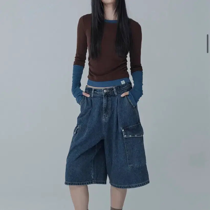[SOLD OUT] 마스크 에버링 핑거홀 셔링 티셔츠 브라운(새상품)
