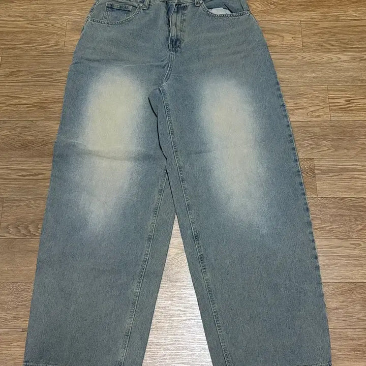 [BUNJANG] Sinchai Grey Washing Wide Denim Pants / 신시 그레이 워싱 와이드 데님 팬츠 빈티지워싱