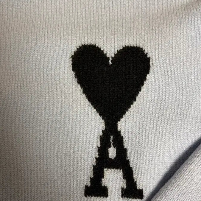 [BUNJANG] AMI Big Heart Logo Knit Steel Blue M / 아미 빅 하트 로고 니트 스틸블루 M