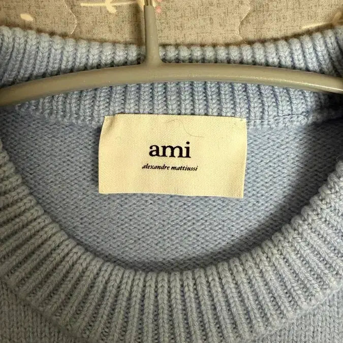 [BUNJANG] AMI Big Heart Logo Knit Steel Blue M / 아미 빅 하트 로고 니트 스틸블루 M