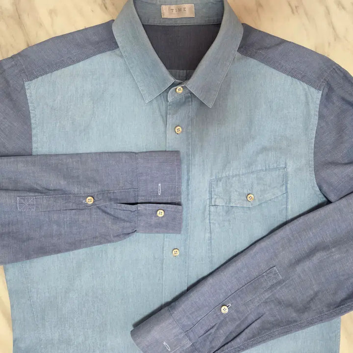 [BUNJANG] Time Homme Color Block Shirt / 타임옴므 배색 셔츠