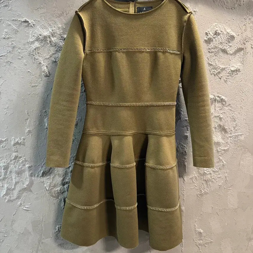 [BUNJANG] LANVIN COLLECTION Textured Flare Dress Olive / S 랑방 LANVIN COLLECTION 텍스처 플레어 원피스 올리브