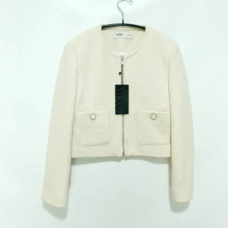 [BUNJANG] MIXXO Round Neck Tweed Jacket / 미쏘 라운드넥 집업 트위드 자켓 S_M0364