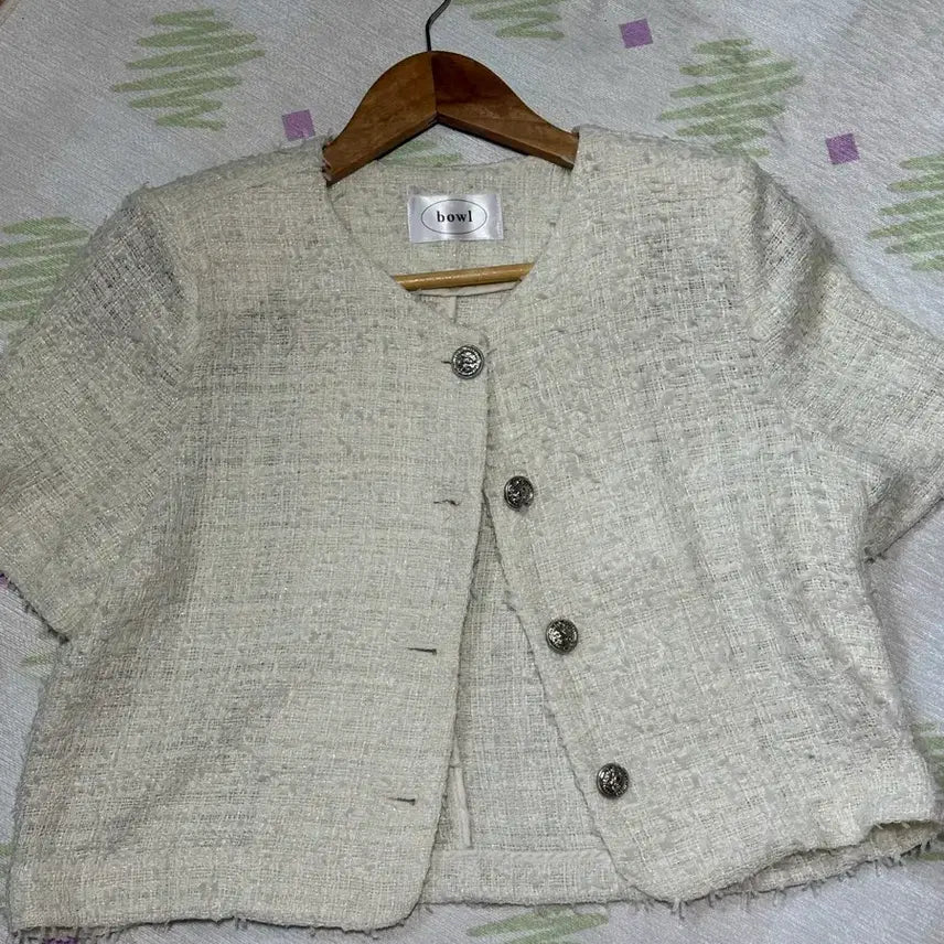 [BUNJANG] Shopbowl Tweed Short Sleeve Top / 샵보울 반팔 트위드 (새상품)