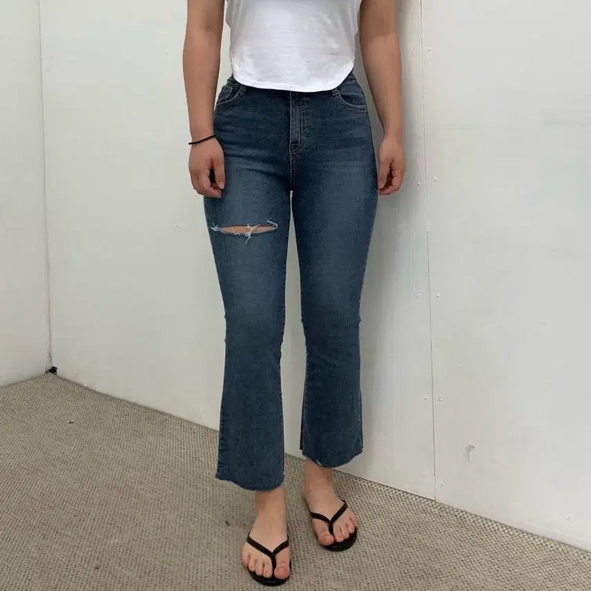 [BUNJANG] Spandex Thigh Slit Bootcut Jeans 32 / 스판 허벅지 트임 청바지 32