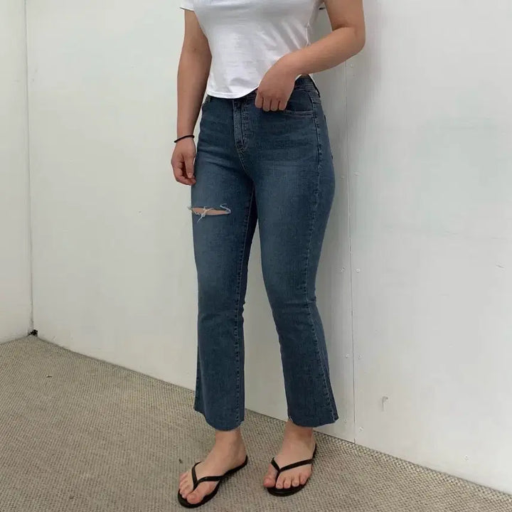 [BUNJANG] Spandex Thigh Slit Bootcut Jeans 32 / 스판 허벅지 트임 청바지 32