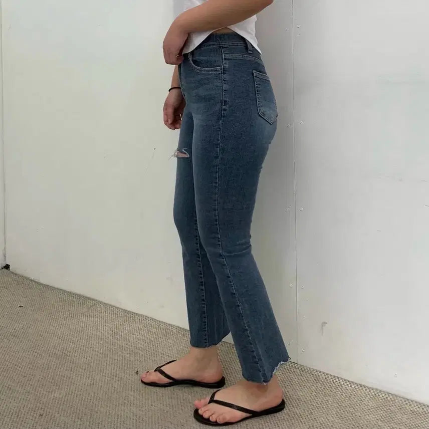 [BUNJANG] Spandex Thigh Slit Bootcut Jeans 32 / 스판 허벅지 트임 청바지 32