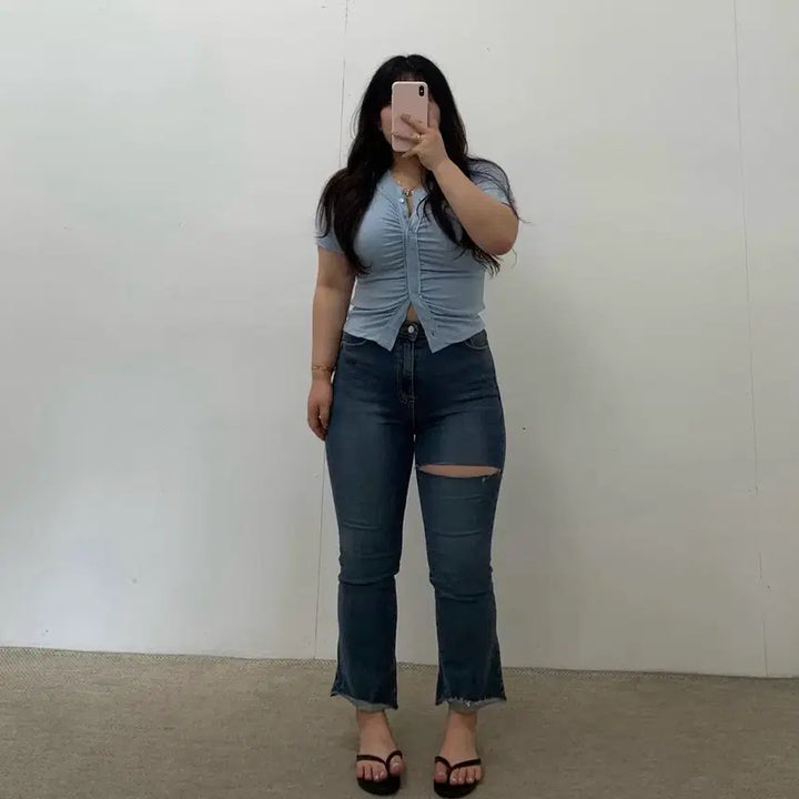 [BUNJANG] Spandex Thigh Slit Bootcut Jeans 32 / 스판 허벅지 트임 청바지 32