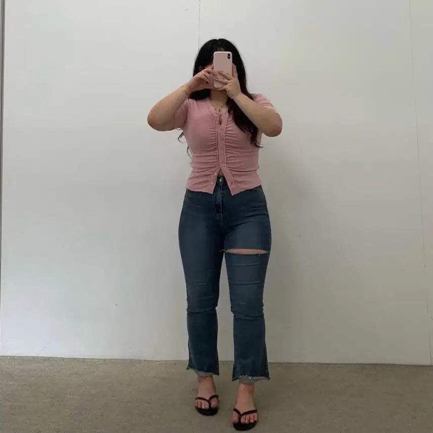 [BUNJANG] Spandex Thigh Slit Bootcut Jeans 32 / 스판 허벅지 트임 청바지 32