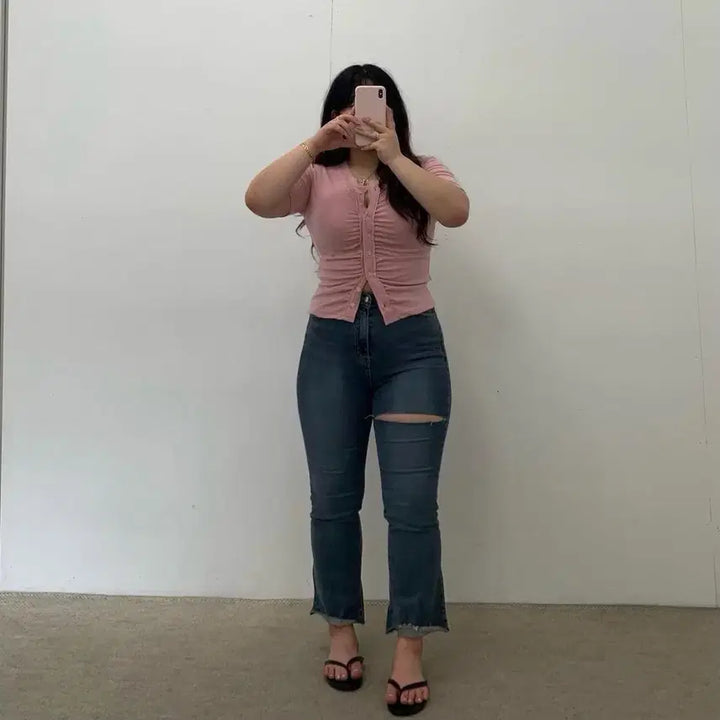 [BUNJANG] Spandex Thigh Slit Bootcut Jeans 32 / 스판 허벅지 트임 청바지 32