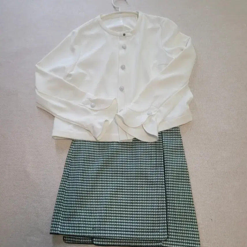[BUNJANG] DEWL Houndstooth Check Wrap Skirt / [DEWL/듀엘] 하운드투스 체크 랩 스타일 스커트 (55사이즈