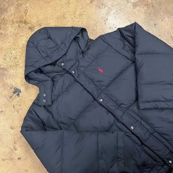 [BUNJANG] Polo Ralph Lauren Black Hooded Padded Jumper / [정품/L] 폴로 랄프로렌 블랙 후드 패딩 점퍼