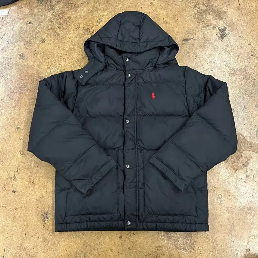 [BUNJANG] Polo Ralph Lauren Black Hooded Padded Jumper / [정품/L] 폴로 랄프로렌 블랙 후드 패딩 점퍼