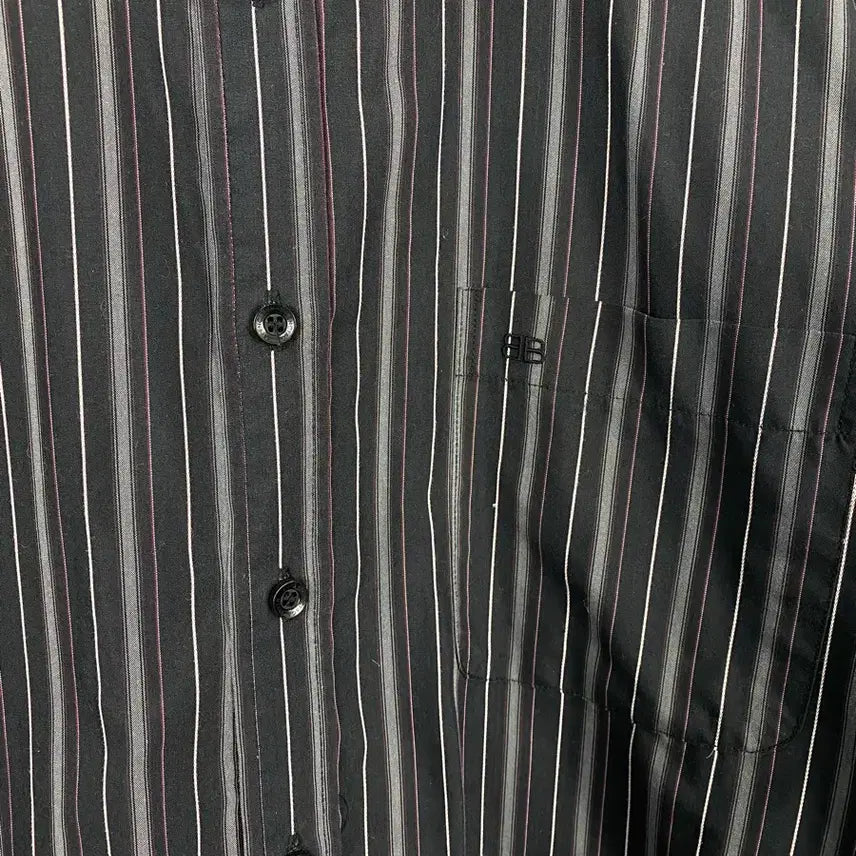 [BUNJANG] Balenciaga 90s BB Logo Stripe Shirt L / 발렌시아가 90s bb로고 스트라이프 셔츠 L