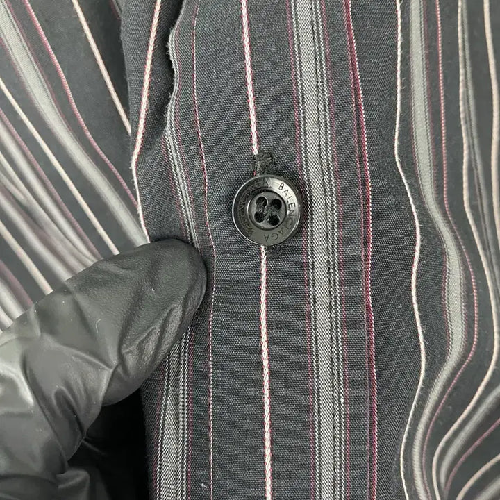 [BUNJANG] Balenciaga 90s BB Logo Stripe Shirt L / 발렌시아가 90s bb로고 스트라이프 셔츠 L