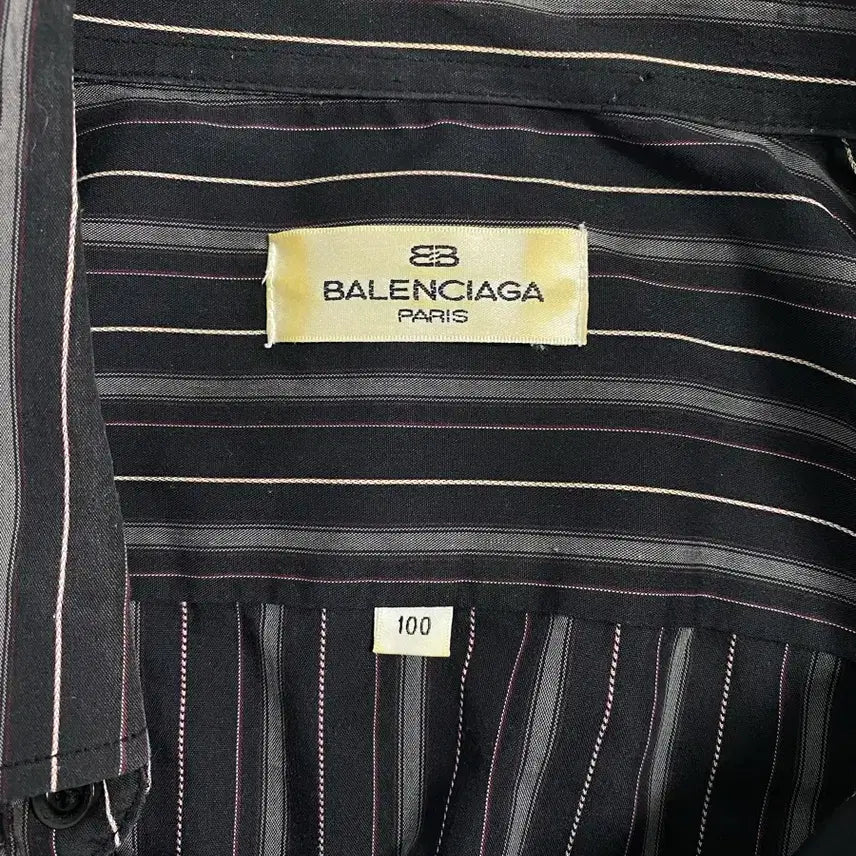 [BUNJANG] Balenciaga 90s BB Logo Stripe Shirt L / 발렌시아가 90s bb로고 스트라이프 셔츠 L