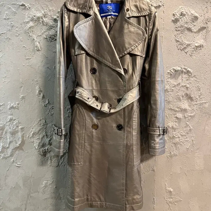[BUNJANG] Burberry Lambskin Double Trench Coat / 55 버버리 BURBERRY 양가죽 더블 트렌치코트 올리브그레이