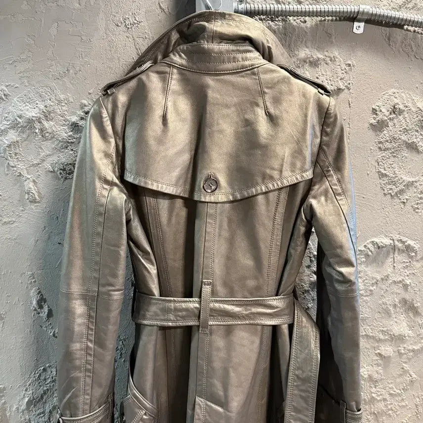 [BUNJANG] Burberry Lambskin Double Trench Coat / 55 버버리 BURBERRY 양가죽 더블 트렌치코트 올리브그레이