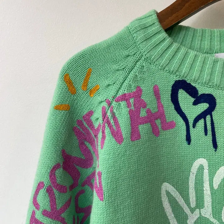 [BUNJANG] Creepier About Mint Gravity Design Knit Sweater / 크리피어바웃 민트 그래비티디자인 니트