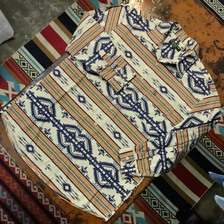 [BUNJANG] Vintage Indian Pattern Cotton Shirt Men&