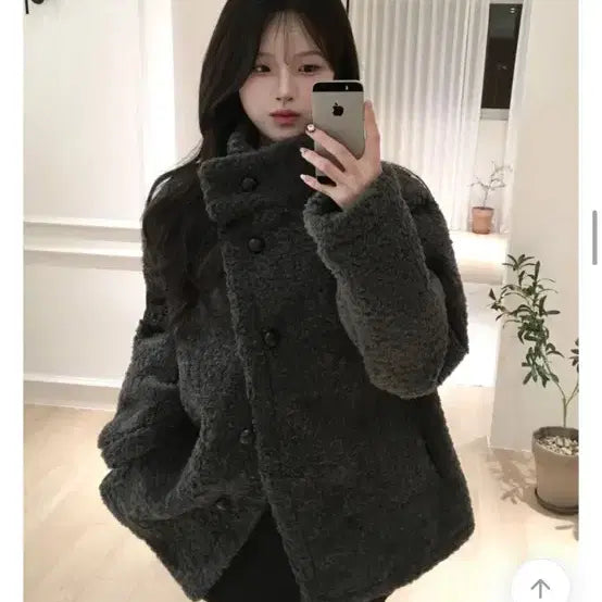 [BUNJANG] Wool Fleece Short Coat - Gray / 양털 코트 그레이