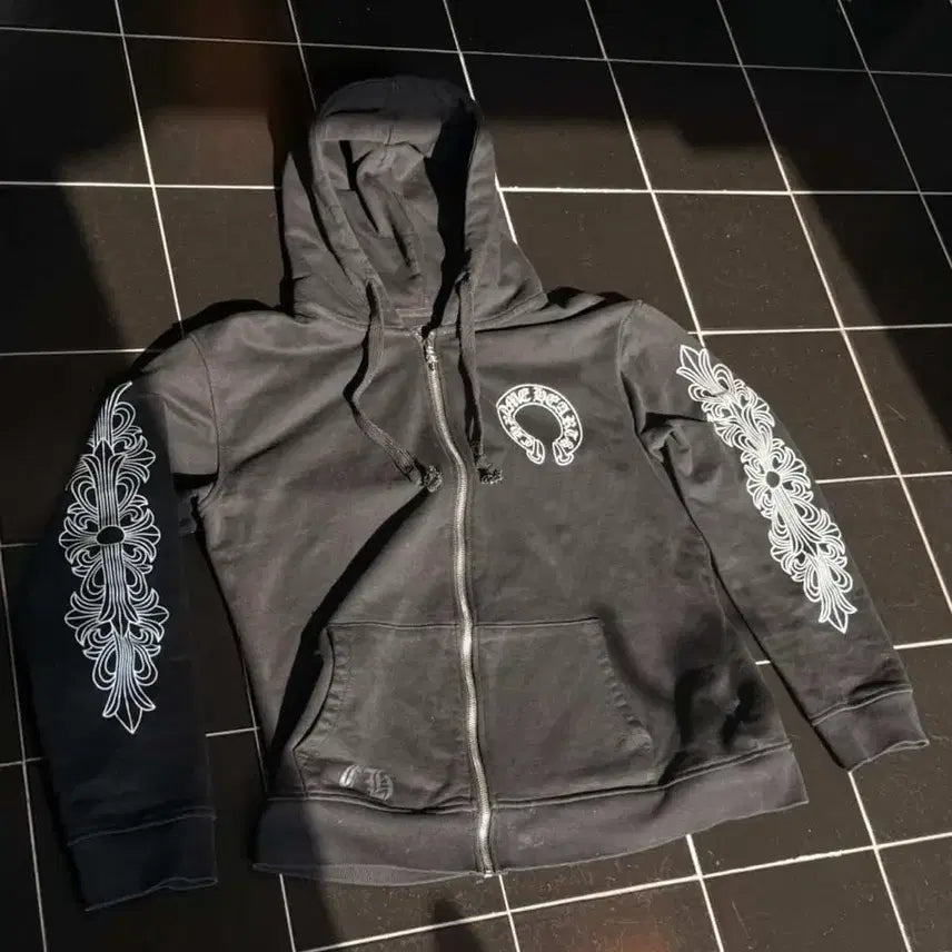 [BUNJANG] Chrome Hearts Horseshoe Floral Hooded Zip-Up / 크롬하츠 홀스슈 플로랄 후드집업
