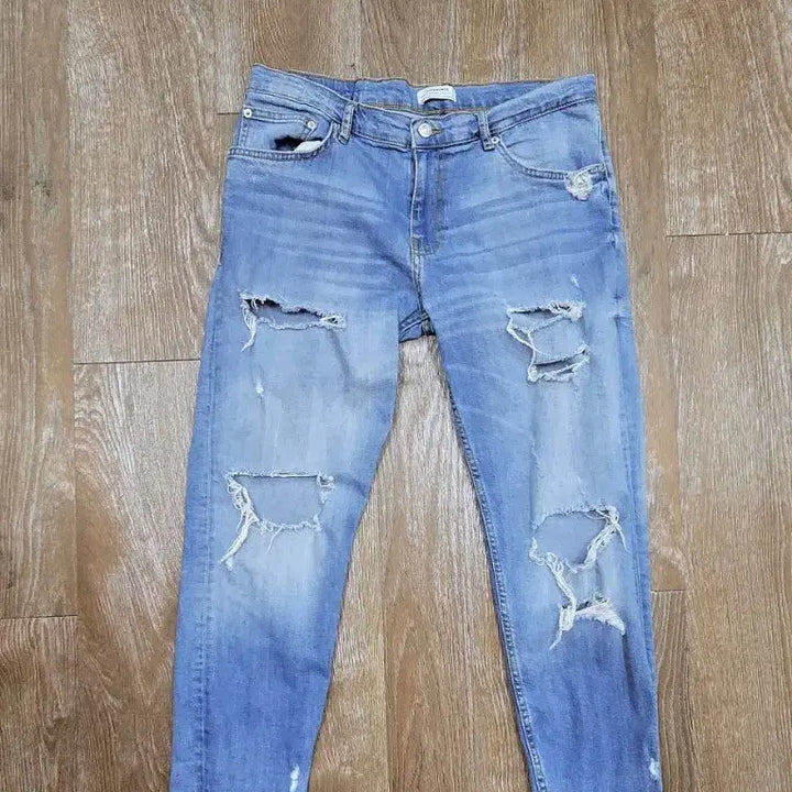 [SOLD OUT] ZARA 찢청 데님 42 허단42 여성L 청바지