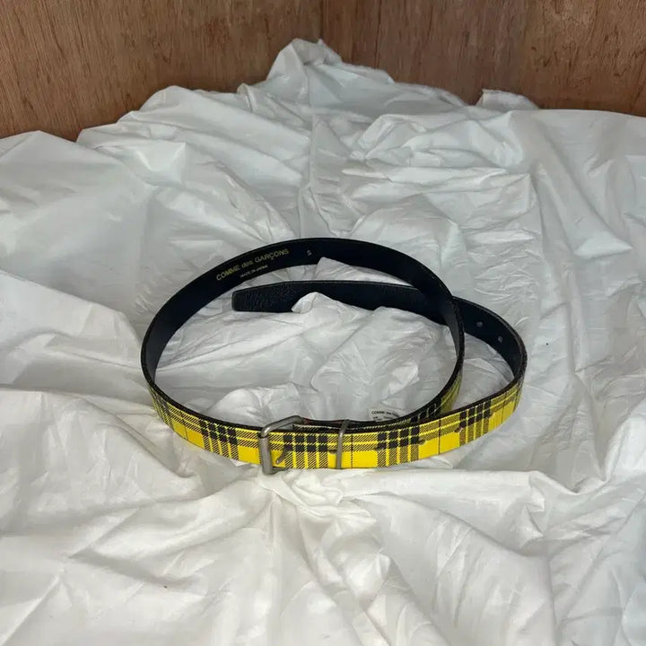 [BUNJANG] Comme des Garcons Tartan Leather Belt / 꼼데가르송 옐로 타탄 레더 벨트
