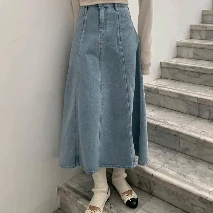 [BUNJANG] Poster Denim Long Skirt / poster 포스터 데님 롱스커트