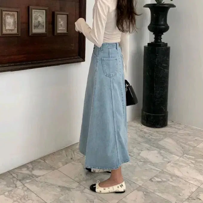 [BUNJANG] Poster Denim Long Skirt / poster 포스터 데님 롱스커트