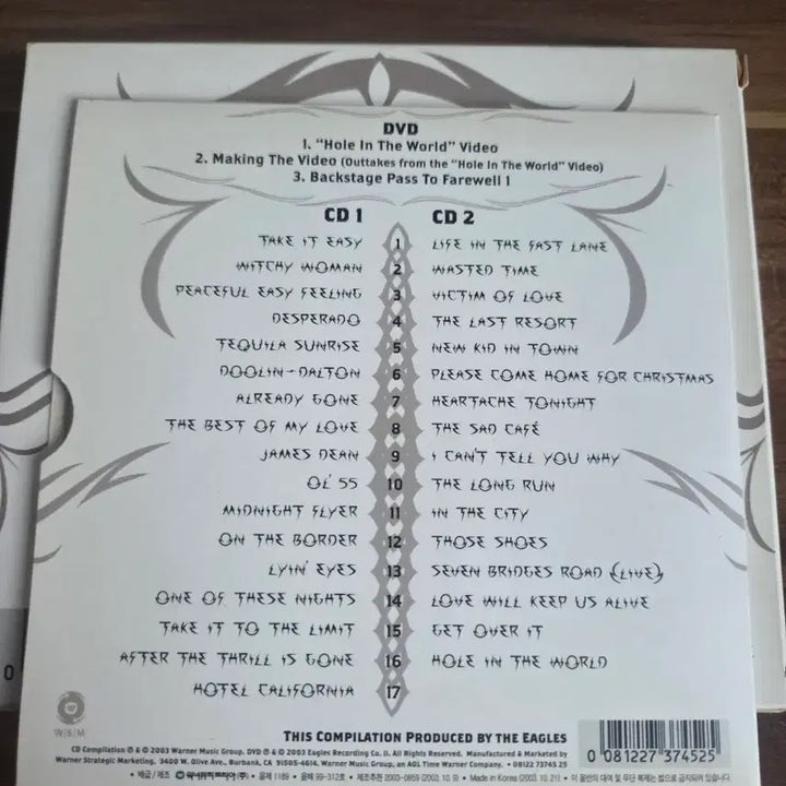 [BUNJANG] Eagles Complete Hits 2CD + 1DVD Album / 이글스 Eagles Complete Hits 2CD+1DVD