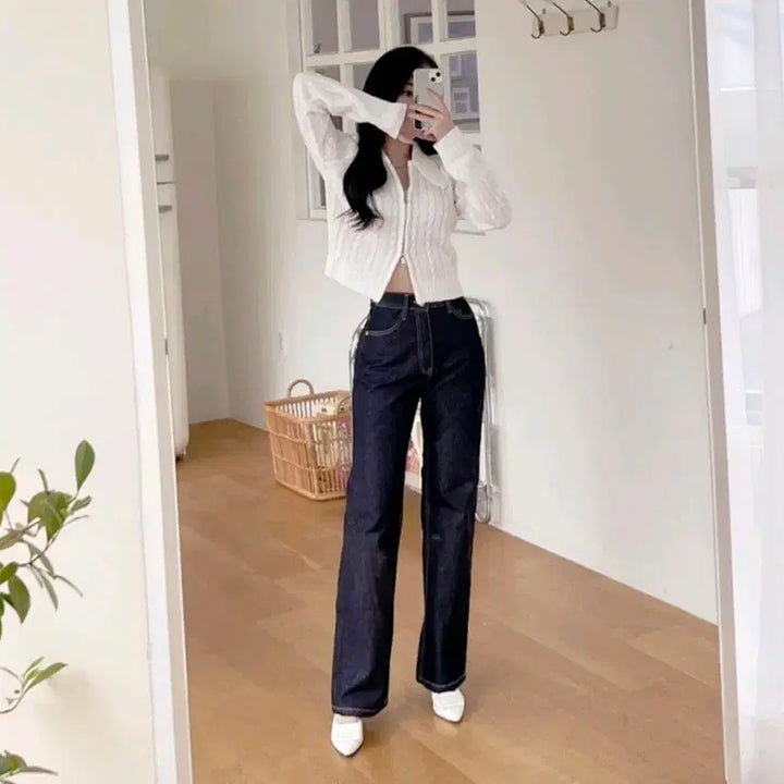 [BUNJANG] Unicon High-Waist Wide Denim Pants / 유니콩 허리쏘옥 탄탄 생지 와이드 데님팬츠