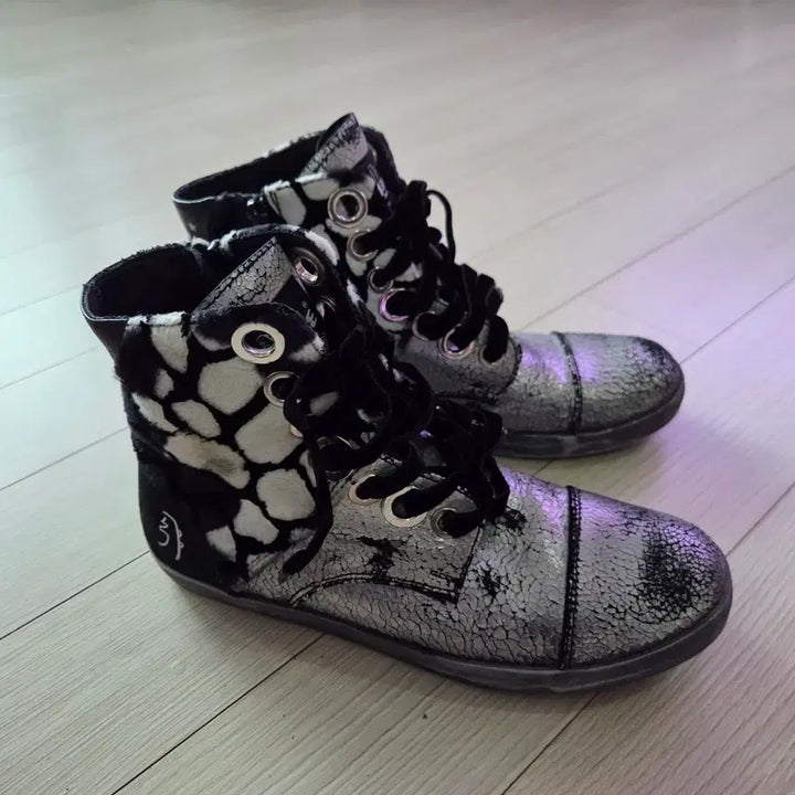[BUNJANG] PRIMABASE Silver Crack High-Top Sneakers / 이태리 PRIMABASE 실버 크랙 하이탑 골든구스 스타일 235
