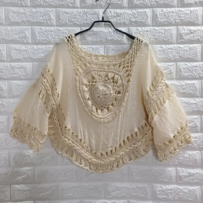 [BUNJANG] Motive Crochet T-Shirt / 모티브 뜨개티셔츠