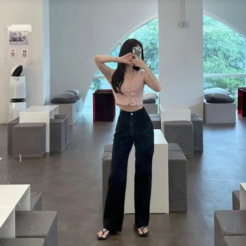[SOLD OUT] 유니콩 허리쏘옥 전직원픽 극찬 와이드 면팬츠 검정