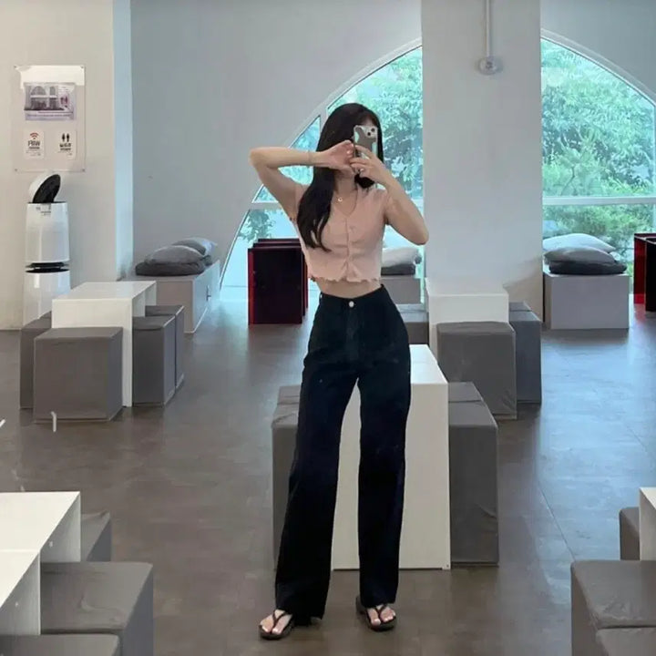 [SOLD OUT] 유니콩 허리쏘옥 전직원픽 극찬 와이드 면팬츠 검정